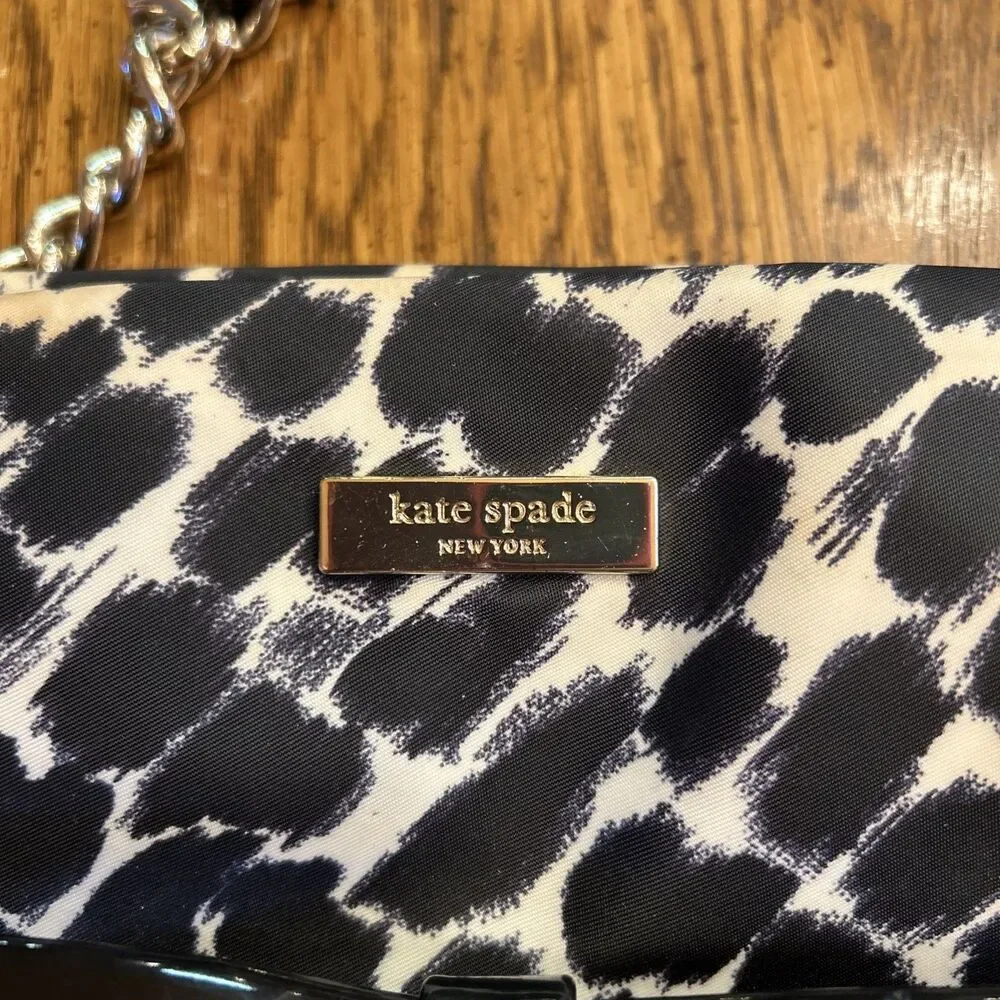 Vintage Kate Spade Animal Print Handbag Purse Patent Bow Luxury Designer